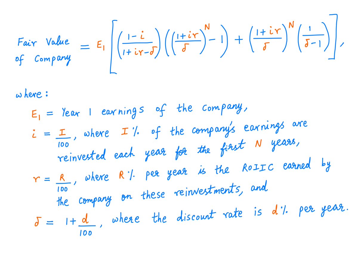 8/Here's a formula for the fair value of a company under this model, along with an example showing how to apply the formula to calculate fair value: