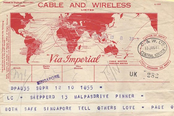 Gladys and Harold safely got to Singapore Island by the 13th of January 1942. but by January 31st the Commonwealth troops were pulled back to Singapore Island. As the Japanese advanced towards the city, people and vehicles were pushed towards the city centre.