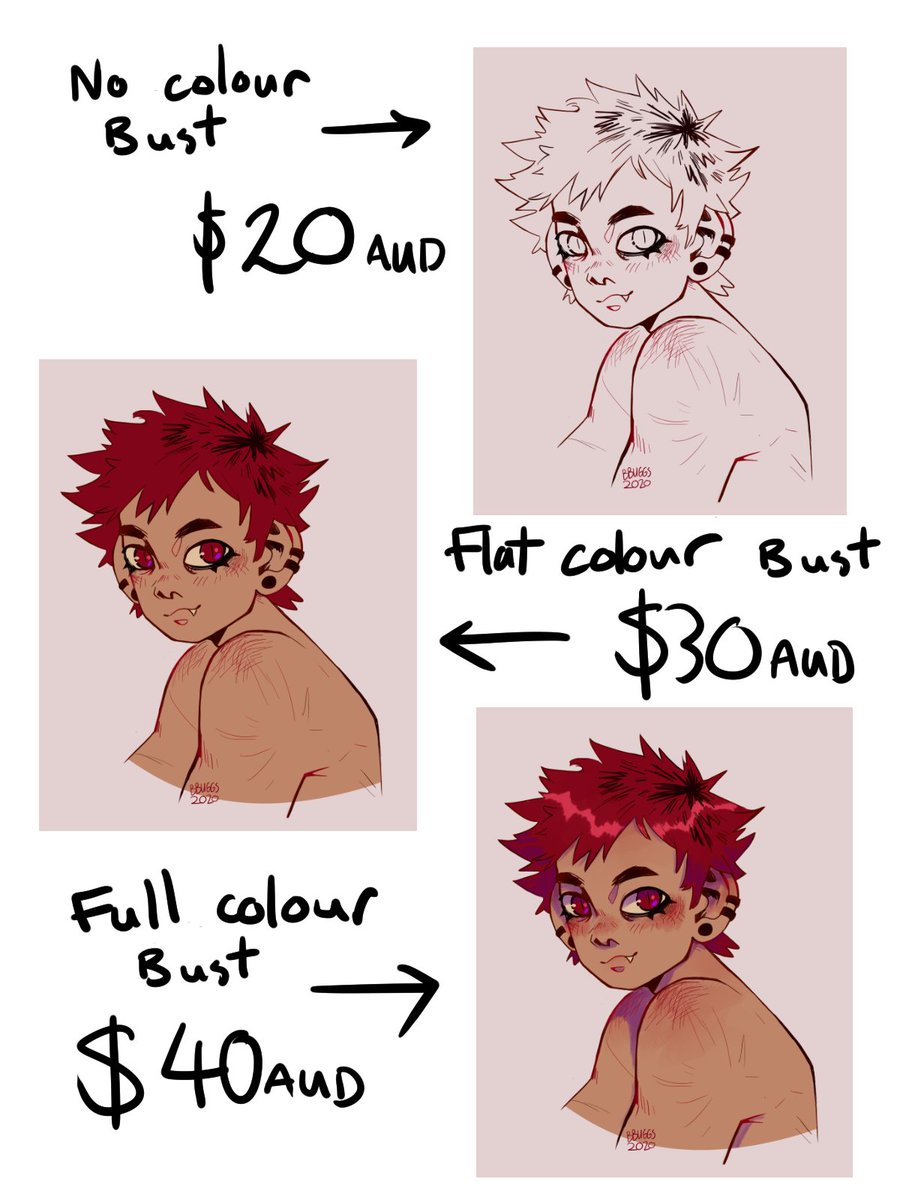 commission time! {rts?}

- payment via paypal invoice 
- DM or email bbuggs.art@gmail.com for more info

thanks so much for your support! 