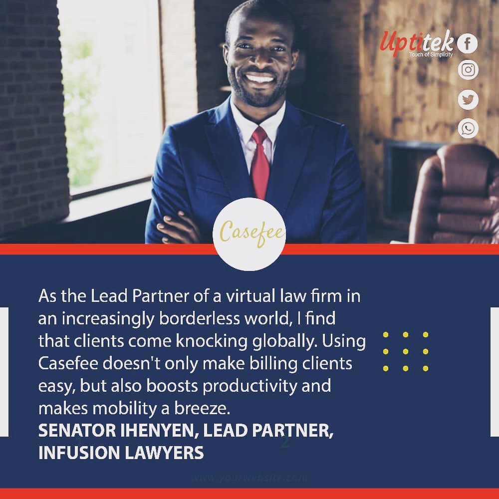 uptitek's tweet photo. Another one!😎 
Casefee’ really getting credits from its users. Check it out and get a FREE demo on https://t.co/uyMflQK1tj

#lawyers #lawyer #law #casemanagement #casefee #uptitek #business #Buhari #ProjectPower #channels #SaturdayMorning #bespokesoftware #vanguardnews https://t.co/kgop4lHWlE