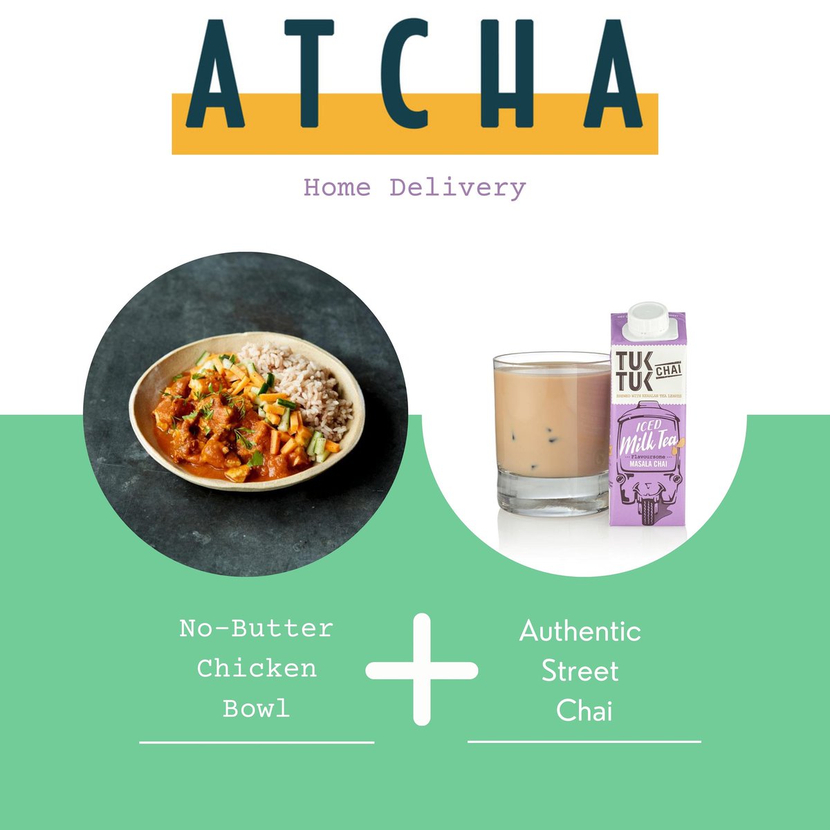 We are really excited to announce that Tuk Tuk Chai is now available to order at <a href="/atcha_uk/">Atcha</a> . So you can grab your chai alongside one of their delicious and nutritious meals via <a href="/deliveroo/">Deliveroo</a>. If you are London-based, make sure to check out their tasty menu 🥰
Bon appetit!