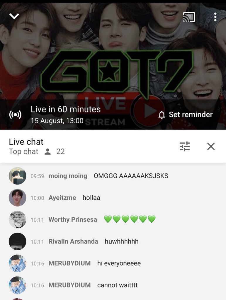LilMikeZz1's tweet photo. ONE MORE HOUR TILL WERE LIVEE!!
I’m soo excited 😆 🥳🔥💚
https://t.co/Hm8TMuK4Um
#got7 #got7live #got7livestream #mikxztv https://t.co/O79YxtLokb
