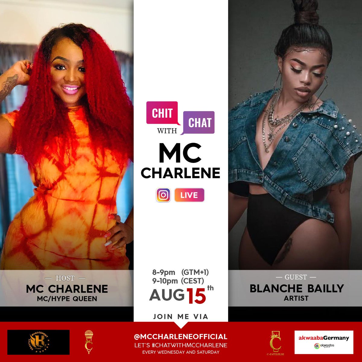 Chicala4's tweet photo. Let's get ready to welcome the latest Mother in town @IsBlancheBailly  on Chitchat with Mc @mccharleneofficial. More infos on poster @bkclaud @ESheriff237 https://t.co/vfP8aGHxb0