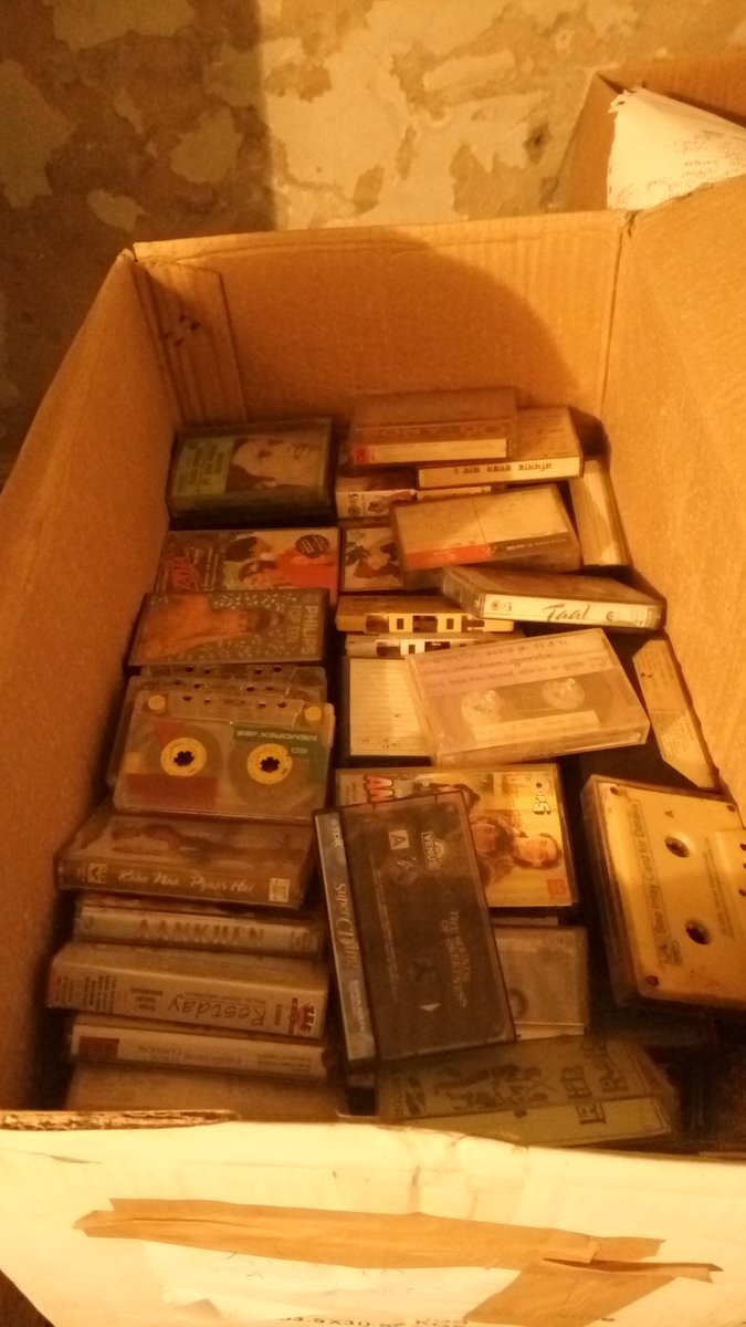 TWPune's tweet photo. Nostalgia! Box full of audio cassettes ..songs from i think  1970s to early 2000 https://t.co/V1Ydntnx2a