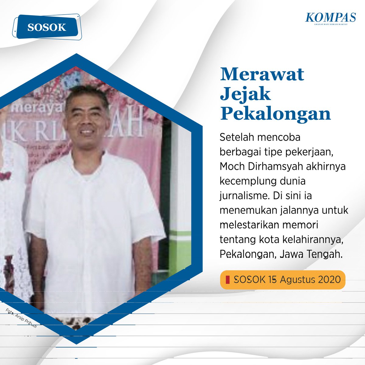 Kegemarannya membaca buku dan mendengarkan radio sejak kecil membawanya kepada dunia jurnalisme. Tidak sampai di sini saja, jurnalisme menjadi pintu Moch Dirhamsyah (49) untuk merawat sejarah kota kelahirannya, Pekalongan.

#Sosok #adadikompas
Baca ▶️ bit.ly/3kIwvRU