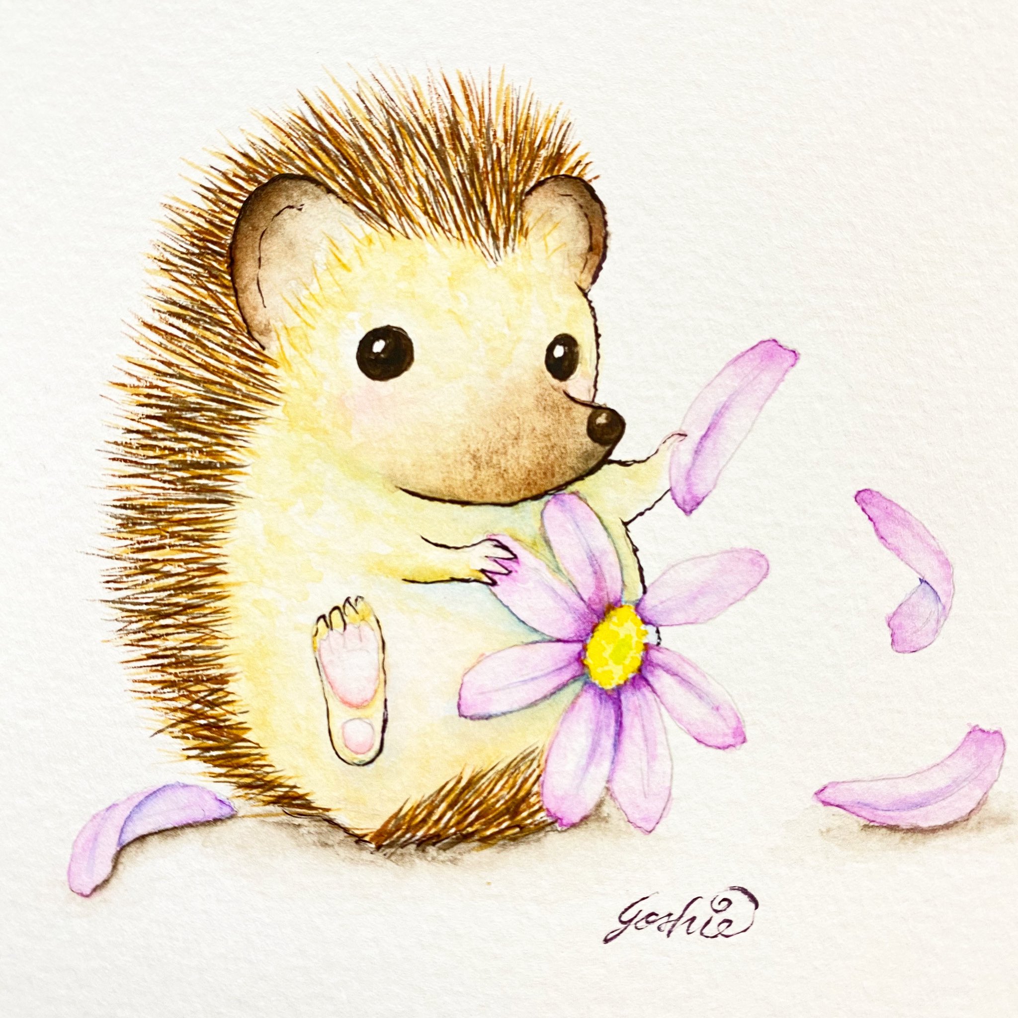 芳絵屋 癒し系エンジニア 今日の一絵 つんつんの花占い 描くたびに変わってる気がするつんつんですよ 久々に書いた 描くたびに変わってる気がするよ イラスト イラストレーション 透明水彩 手描きイラスト 手書きイラスト 動物イラスト 水彩