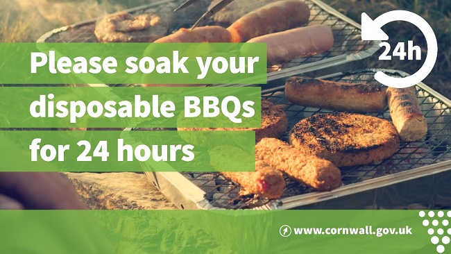 CornwallFRS's tweet photo. BBQ for lunch? Before you light up your BBQ, think about how you will dispose of it safely.
BBQ coals can stay hot long after youβve finished cooking and can even reignite.
For more information about disposing #BBQs visit https://t.co/uffnAQVaYo #leaveonlyyourfootprints https://t.co/sAlSNLlx8d
