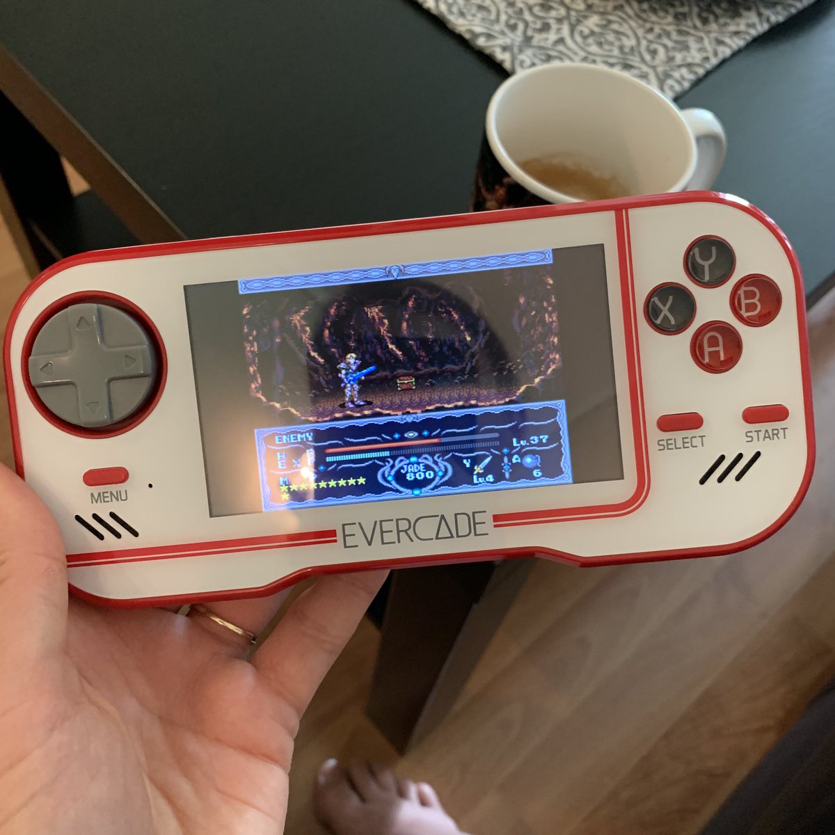 WinterDisa's tweet photo. Coffee and Dragon View 🤗 ❤️🤍 #Evercade @evercaderetro #DragonView https://t.co/gk5g2IqsgR