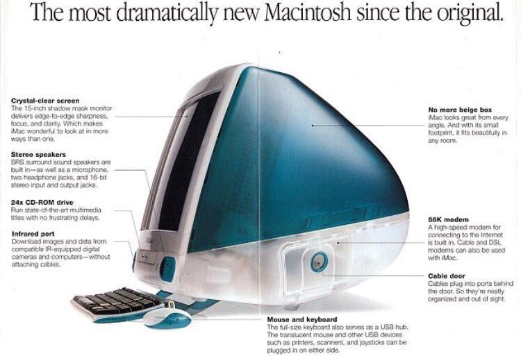 JonErlichman's tweet photo. On this day in 1998: iMac released https://t.co/eGXDvTTebh