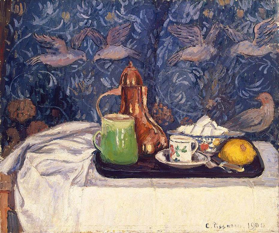 Camille Pissarro, "Still Life with Coffeepot", 1900, Oil on canvas, 21 1/2" x 25 3/4"