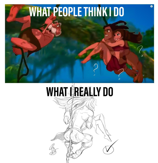 I know this image has been in circulation for some time but it does highlight the importance of drawing through the image and I still find it hilarious. Does anyone else have any other funny examples?
#Tarzan #drawing #thoughts #disney