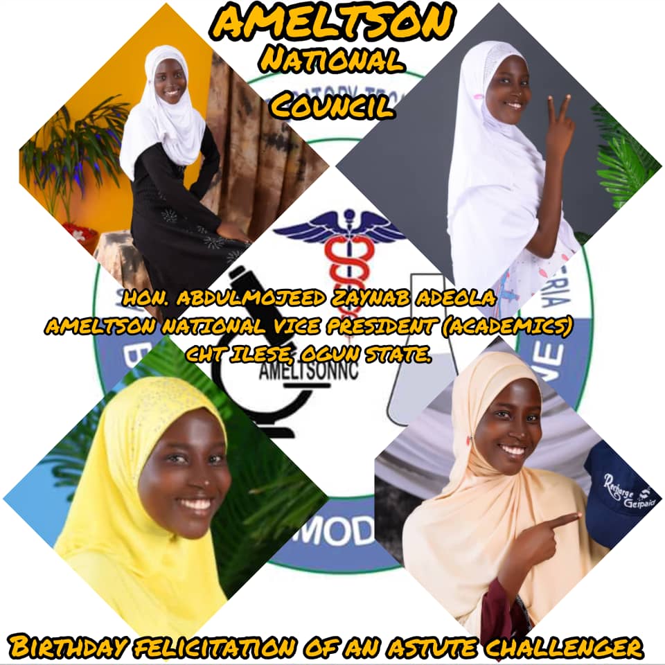 AMELTSONNC's tweet photo. Happy birthday anniversary to our able ,vibrant and Sagacious comrade.
Hon ABDULMOJEED ZAYNAB ADEOLA
AMELTSON NATIONAL COUNCIL VP ACADEMICS
May God Almighty bless your new age lady comrade.
AMELTSON NATIONAL celebrates you.
@Nimelssa_ng 
@WISDOM_ANECP 
@The_zannymo https://t.co/P0GbVgIDdF
