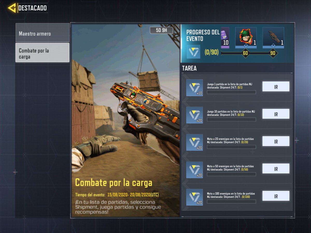 COD_MobileChile's tweet photo. Encuentra en DESTACADO, “Maestro armero” y “Combate por la carga” 

#Personalización #Cordite #Armas #Actualización #CoDMobile #CoD #CallOfDuty #CoDChile #CoDMobileChile #CallOfDuty2020 #Multijugador #BattleRoyal #Igualadas https://t.co/NYpRt3C1go