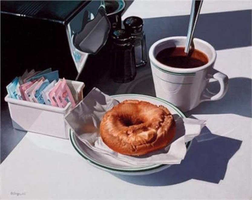 Ralph Goings, "Coffee and Donut", 2005, Oil on canvas, 16" x 20"