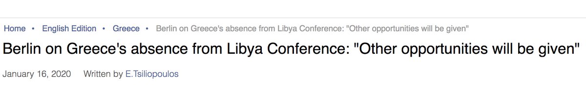It's not the first time Germany has played Erdogan's game vs Greece in the EastMed this year. In Jan, it shunned Athens out of the "Berlin Conference" on Libya, right after GNA had signed the illegal EEZ deal with Turkey that infringed upon Greek rights. But it invited the Congo.