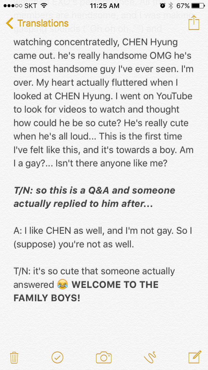 Remember when the fanboy questioned his sexuality because of Chen. He said he fell in love with him at first sight 