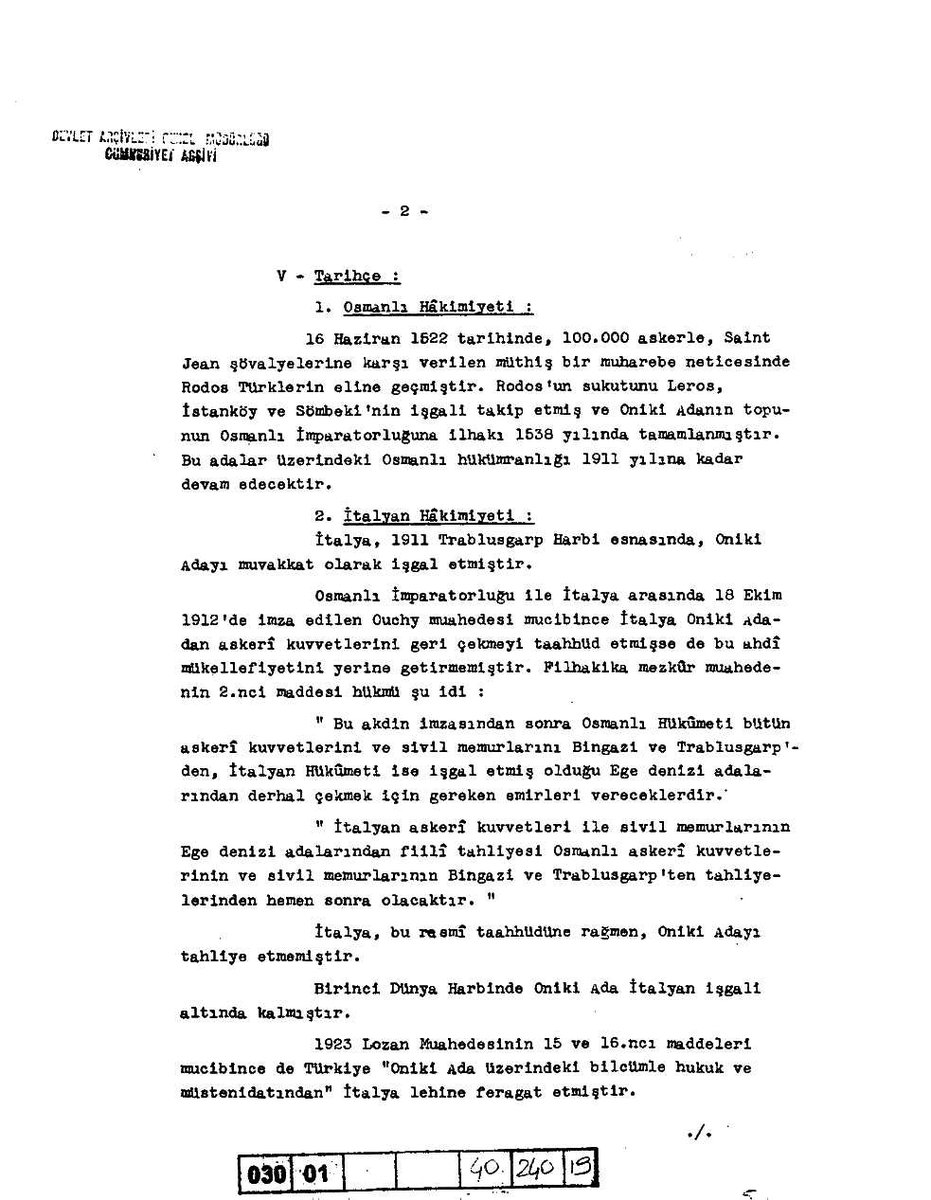 BCA dosyasında yer alan Saraçoğlu-İnönü yazışmasına sonradan 12 ada ile ilgili bir bilgi notu eklenmiş. İlgilenenler için paylaşıyorum. Referans numarası aynı.