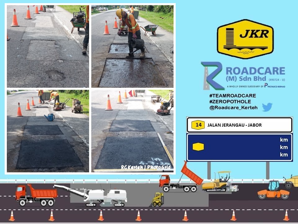 ROADCARE KERTEH (@roadcare_t2) on Twitter photo FT 14 Jln Jerangau Jabor <a href="/JKRDungun/">JKR Dungun</a>
Kerja2 R01 Tampalan Kekal Kerosakan Delimitation dan Crocodile Crack oleh #teamroadcare
Kerja2 Pembaikan dilakukan segera
#InfoJKR <a href="/MOWorks/">でやんす</a> <a href="/CSFJ_JKR/">Cawangan Senggara Fasiliti Jalan (CSFJ)</a> <a href="/JKRMalaysia/">JKR Malaysia</a> <a href="/JKRTerengganu/">JKR Terengganu</a> @Roadcare_Msia <a href="/Suhaimi1800/">sbm</a> <a href="/yusufghani200/">تذكرة</a> FT 14 Jln Jerangau Jabor <a href="/JKRDungun/">JKR Dungun</a>
Kerja2 R01 Tampalan Kekal Kerosakan Delimitation dan Crocodile Crack oleh #teamroadcare
Kerja2 Pembaikan dilakukan segera
#InfoJKR <a href="/MOWorks/">でやんす</a> <a href="/CSFJ_JKR/">Cawangan Senggara Fasiliti Jalan (CSFJ)</a> <a href="/JKRMalaysia/">JKR Malaysia</a> <a href="/JKRTerengganu/">JKR Terengganu</a> @Roadcare_Msia <a href="/Suhaimi1800/">sbm</a> <a href="/yusufghani200/">تذكرة</a>