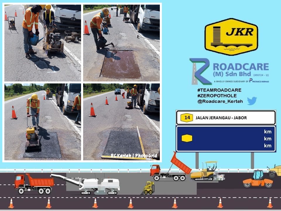 ROADCARE KERTEH (@roadcare_t2) on Twitter photo FT 14 Jln Jerangau Jabor <a href="/JKRDungun/">JKR Dungun</a>
Kerja2 R01 Tampalan Kekal Kerosakan Delimitation dan Crocodile Crack oleh #teamroadcare
Kerja2 Pembaikan dilakukan segera
#InfoJKR <a href="/MOWorks/">でやんす</a> <a href="/CSFJ_JKR/">Cawangan Senggara Fasiliti Jalan (CSFJ)</a> <a href="/JKRMalaysia/">JKR Malaysia</a> <a href="/JKRTerengganu/">JKR Terengganu</a> @Roadcare_Msia <a href="/Suhaimi1800/">sbm</a> <a href="/yusufghani200/">تذكرة</a> FT 14 Jln Jerangau Jabor <a href="/JKRDungun/">JKR Dungun</a>
Kerja2 R01 Tampalan Kekal Kerosakan Delimitation dan Crocodile Crack oleh #teamroadcare
Kerja2 Pembaikan dilakukan segera
#InfoJKR <a href="/MOWorks/">でやんす</a> <a href="/CSFJ_JKR/">Cawangan Senggara Fasiliti Jalan (CSFJ)</a> <a href="/JKRMalaysia/">JKR Malaysia</a> <a href="/JKRTerengganu/">JKR Terengganu</a> @Roadcare_Msia <a href="/Suhaimi1800/">sbm</a> <a href="/yusufghani200/">تذكرة</a>