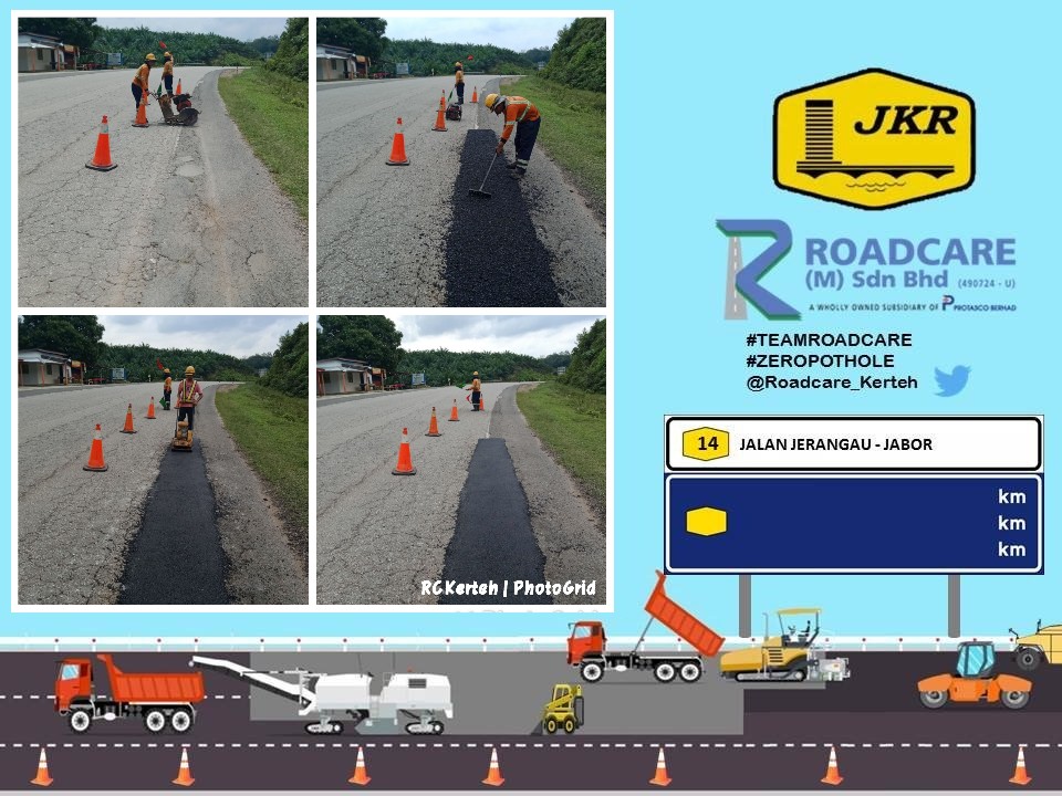 ROADCARE KERTEH (@roadcare_t2) on Twitter photo FT 14 Jln Jerangau Jabor <a href="/JKRDungun/">JKR Dungun</a>
Kerja2 R01 Tampalan Kekal Kerosakan Delimitation dan Crocodile Crack oleh #teamroadcare
Kerja2 Pembaikan dilakukan segera
#InfoJKR <a href="/MOWorks/">でやんす</a> <a href="/CSFJ_JKR/">Cawangan Senggara Fasiliti Jalan (CSFJ)</a> <a href="/JKRMalaysia/">JKR Malaysia</a> <a href="/JKRTerengganu/">JKR Terengganu</a> @Roadcare_Msia <a href="/Suhaimi1800/">sbm</a> <a href="/yusufghani200/">تذكرة</a> FT 14 Jln Jerangau Jabor <a href="/JKRDungun/">JKR Dungun</a>
Kerja2 R01 Tampalan Kekal Kerosakan Delimitation dan Crocodile Crack oleh #teamroadcare
Kerja2 Pembaikan dilakukan segera
#InfoJKR <a href="/MOWorks/">でやんす</a> <a href="/CSFJ_JKR/">Cawangan Senggara Fasiliti Jalan (CSFJ)</a> <a href="/JKRMalaysia/">JKR Malaysia</a> <a href="/JKRTerengganu/">JKR Terengganu</a> @Roadcare_Msia <a href="/Suhaimi1800/">sbm</a> <a href="/yusufghani200/">تذكرة</a>