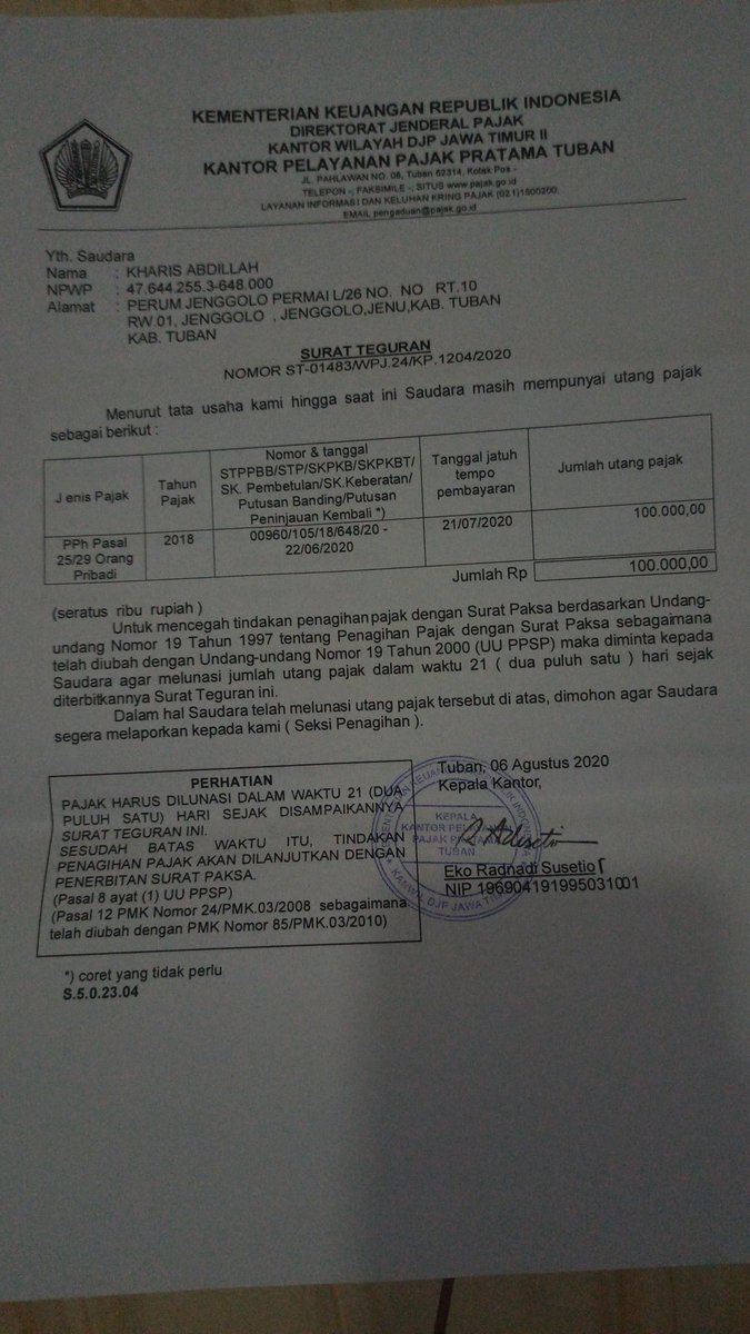 aisabdi's tweet photo. @DitjenPajakRI .. Mohon info .. saya mendapat teguran utang pajak th 2018 .. padahal dlm e filling "nihil".
Mohon penjelasannya .. terima kasih. https://t.co/gK8GohBSSs