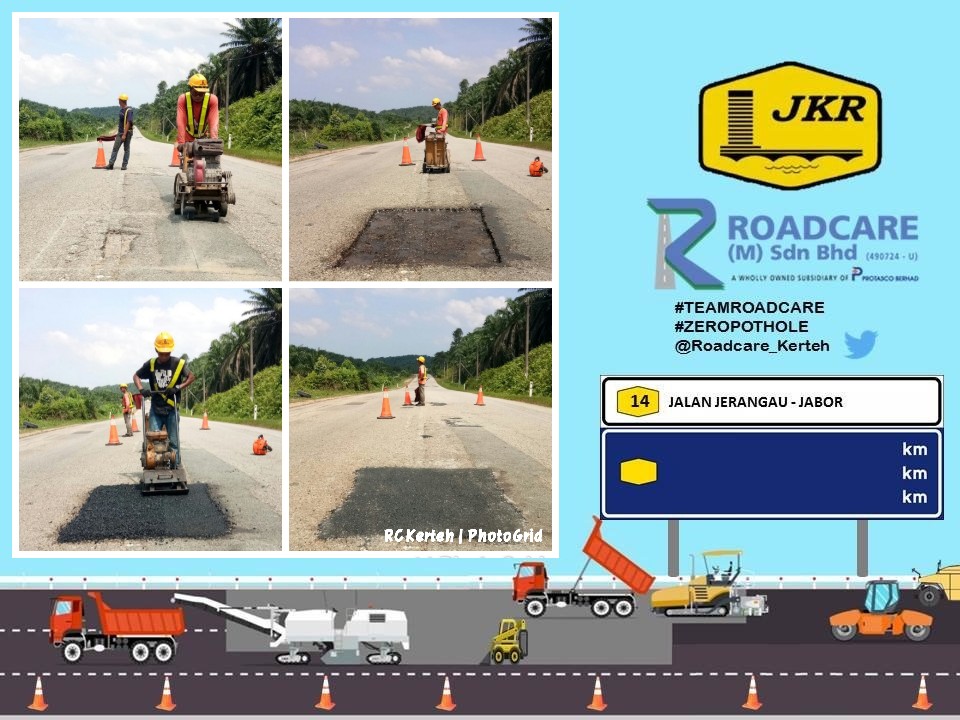 ROADCARE KERTEH (@roadcare_t2) on Twitter photo FT 14 Jln Jerangau Jabor <a href="/JKRDungun/">JKR Dungun</a>
Kerja2 R01 Tampalan Kekal Kerosakan Delimitation dan Crocodile Crack oleh #teamroadcare
Kerja2 Pembaikan dilakukan segera
#InfoJKR <a href="/MOWorks/">でやんす</a> <a href="/CSFJ_JKR/">Cawangan Senggara Fasiliti Jalan (CSFJ)</a> <a href="/JKRMalaysia/">JKR Malaysia</a> <a href="/JKRTerengganu/">JKR Terengganu</a> @Roadcare_Msia <a href="/Suhaimi1800/">sbm</a> <a href="/yusufghani200/">تذكرة</a> FT 14 Jln Jerangau Jabor <a href="/JKRDungun/">JKR Dungun</a>
Kerja2 R01 Tampalan Kekal Kerosakan Delimitation dan Crocodile Crack oleh #teamroadcare
Kerja2 Pembaikan dilakukan segera
#InfoJKR <a href="/MOWorks/">でやんす</a> <a href="/CSFJ_JKR/">Cawangan Senggara Fasiliti Jalan (CSFJ)</a> <a href="/JKRMalaysia/">JKR Malaysia</a> <a href="/JKRTerengganu/">JKR Terengganu</a> @Roadcare_Msia <a href="/Suhaimi1800/">sbm</a> <a href="/yusufghani200/">تذكرة</a>