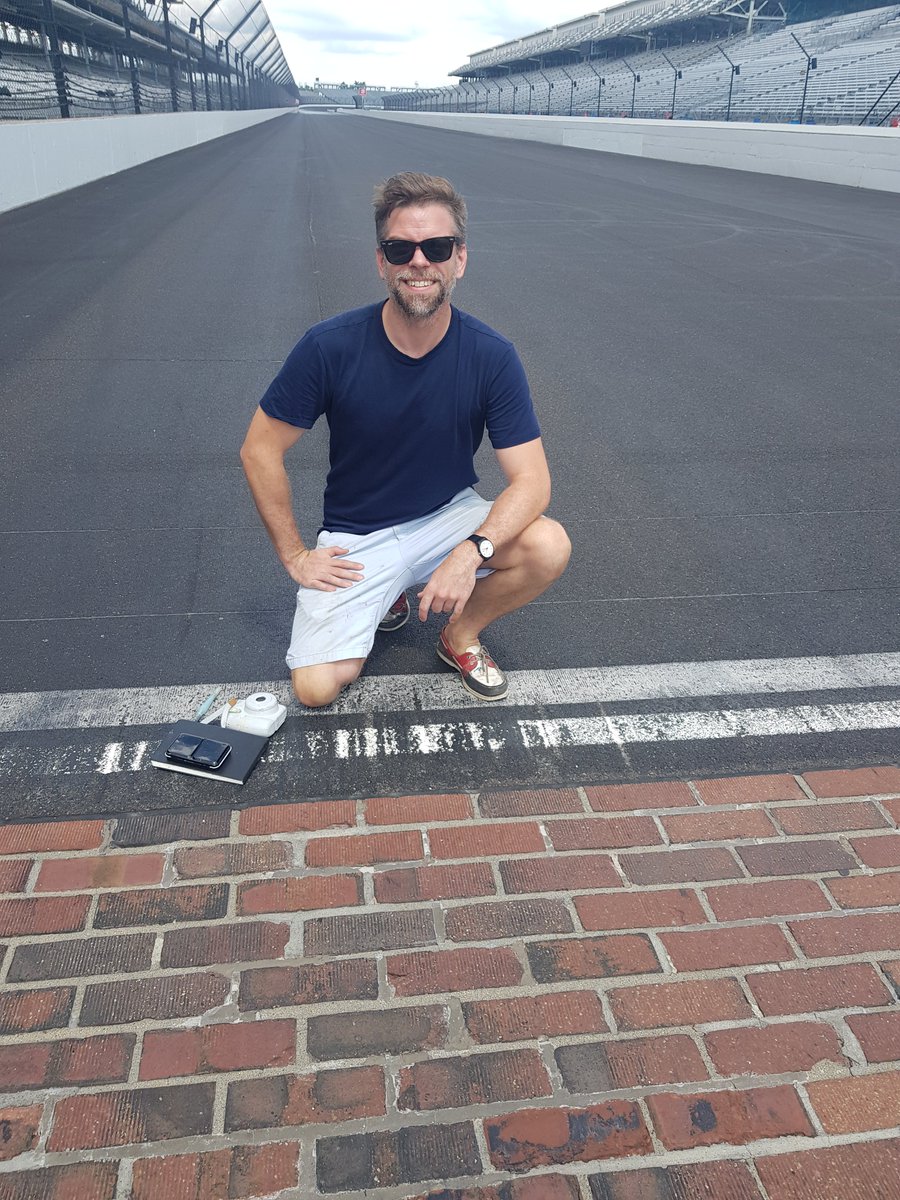 190815No ballparks on this day, instead a day at  @IMS the Indianapolis 500 motor speedway. A great museum with the beautiful cars, a ride around the track in a school bus and also got to  #KissTheBricks!  #MLB  #DiamondsOnCanvas  #AndyBrown  @JamieLittleTV  @josefnewgarden