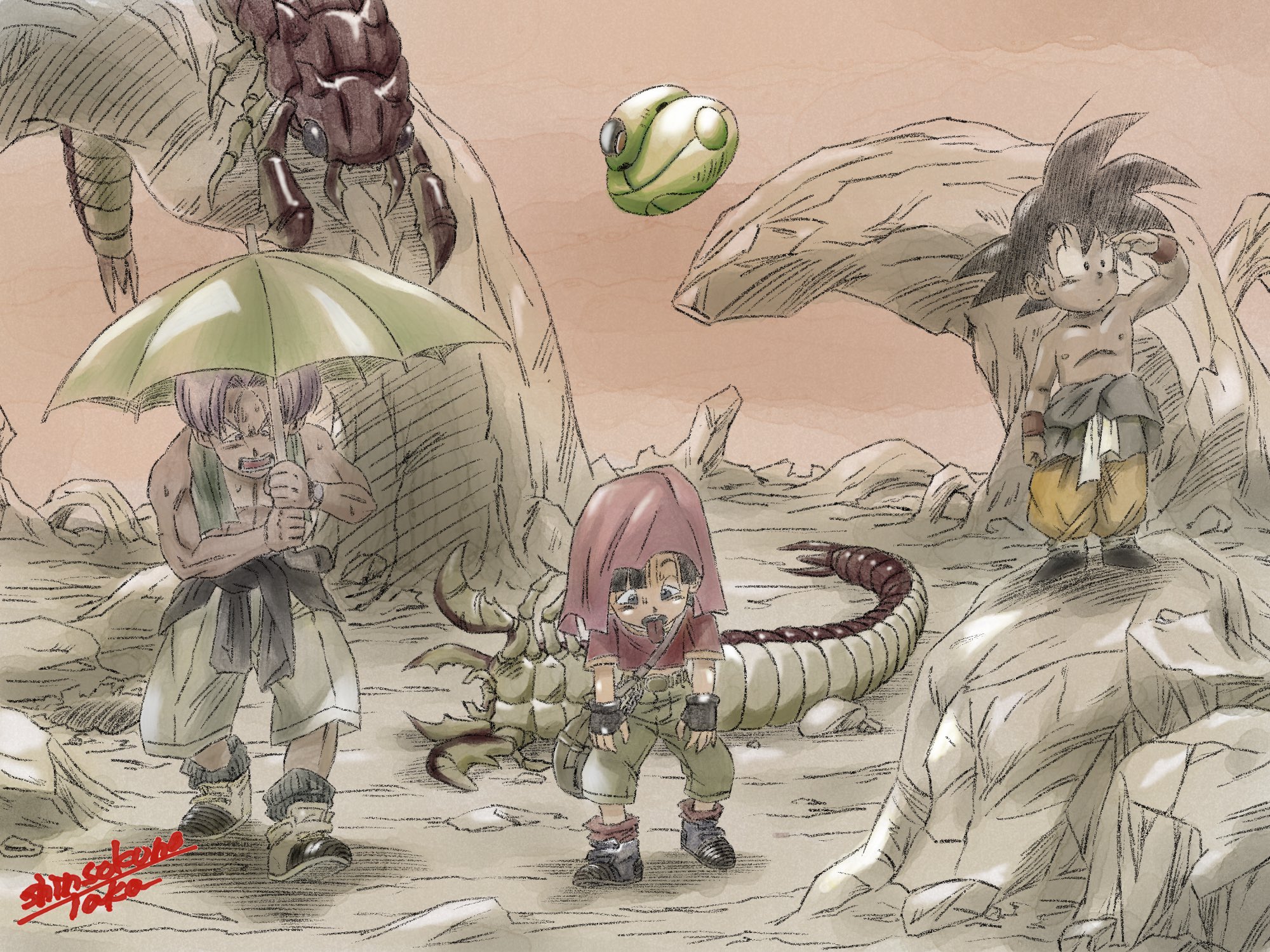 神速の鷹 ドラゴンボールgt 悟空 トランクス パン 鉛筆線画と水彩塗り 初挑戦してみました 普通線画と筆塗りしたものはコメント欄に 神速の鷹 ドラゴンボールイラスト ドラゴンボールgt 悟空 トランクス パン Gtイラスト T Co