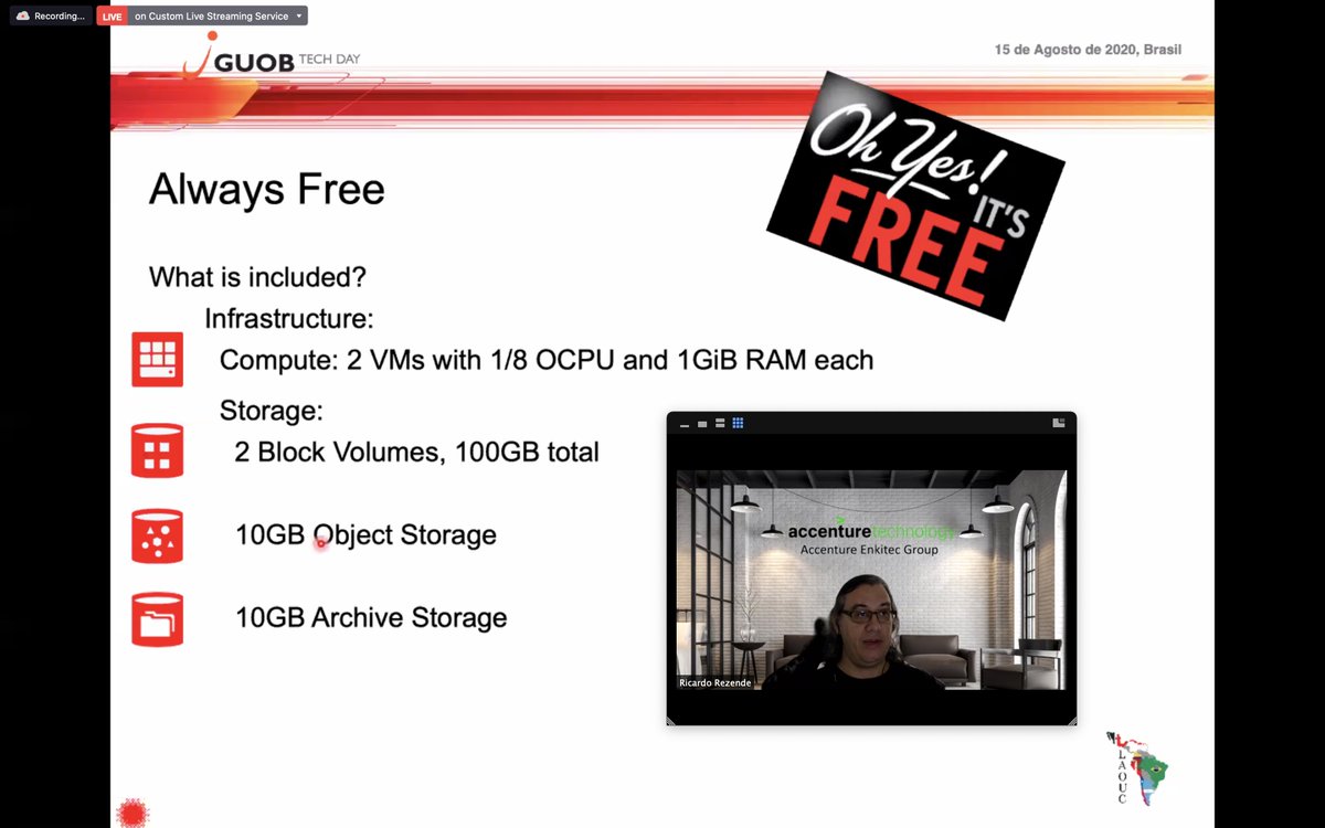 guob_oficial's tweet photo. Agora no GUOB Tech Day 2020 #guobtechday temos @ricarezende falando sobre todas as possibilidades de usar o OCI Free Tier! #oci #oraclecloudinfrastructure https://t.co/N40yoyOoZb