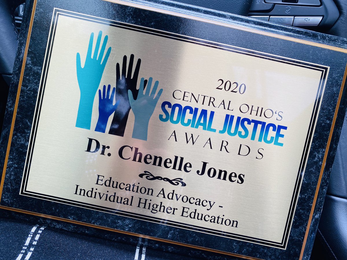 DrChenelleJones's tweet photo. So this happened yesterday!!!! 🙌🏾 I received a 2020 Central Ohio Social Justice Award in the individual category of Education Advocacy- Higher Education! Many thanks to everyone who nominated me, #ThinkMakeLive, and the Advisory Board!
#WakingUpGrateful #Humbled #Honored https://t.co/VErtTkDeFs