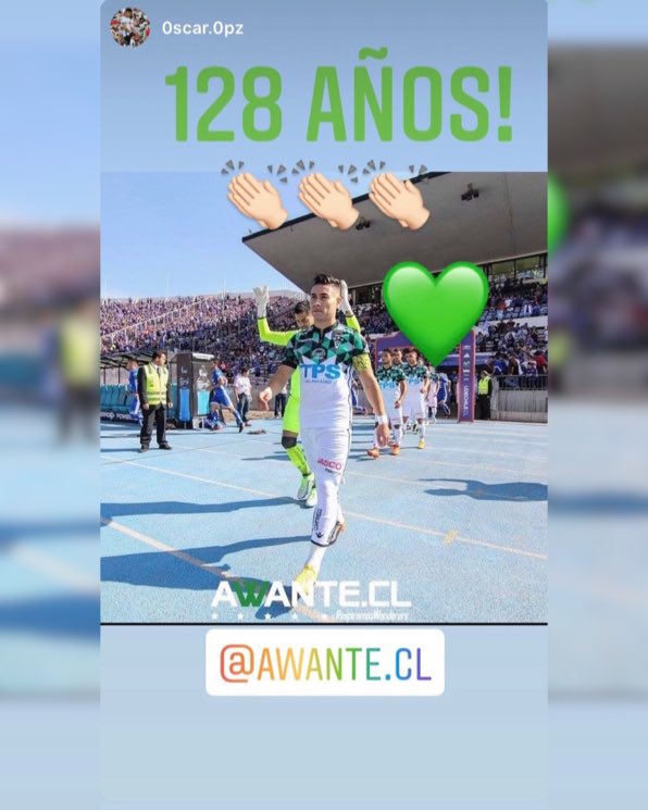 AwanteCL's tweet photo. El querido “Torta” Óscar Opazo (@oskaropazo) saluda a Santiago Wanderers en su aniversario 128. ¡Grande, Torta! 🇳🇬💚 #Felices128Wanderers #128DeAwante https://t.co/xcB5LBlUnV