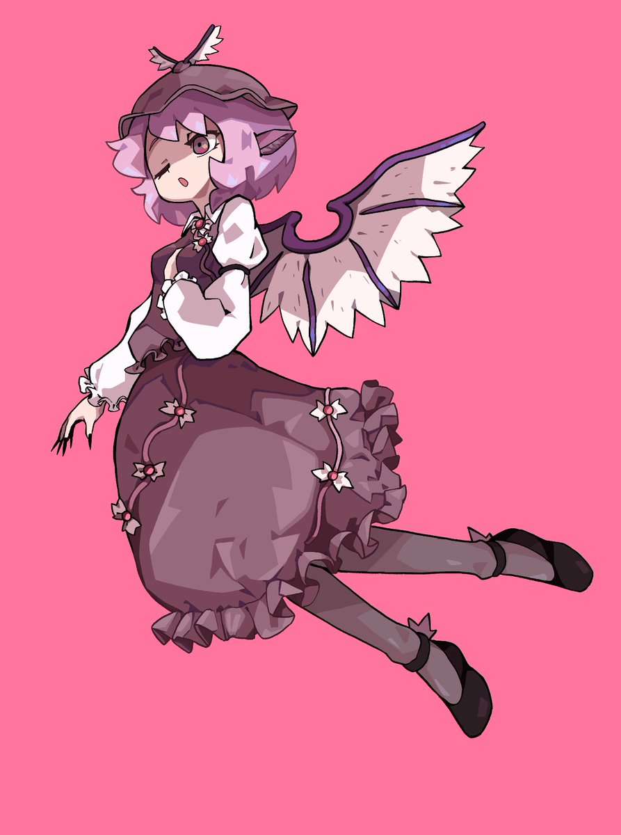 mystia lorelei 1girl solo wings winged hat pink hair dress long sleeves  illustration images