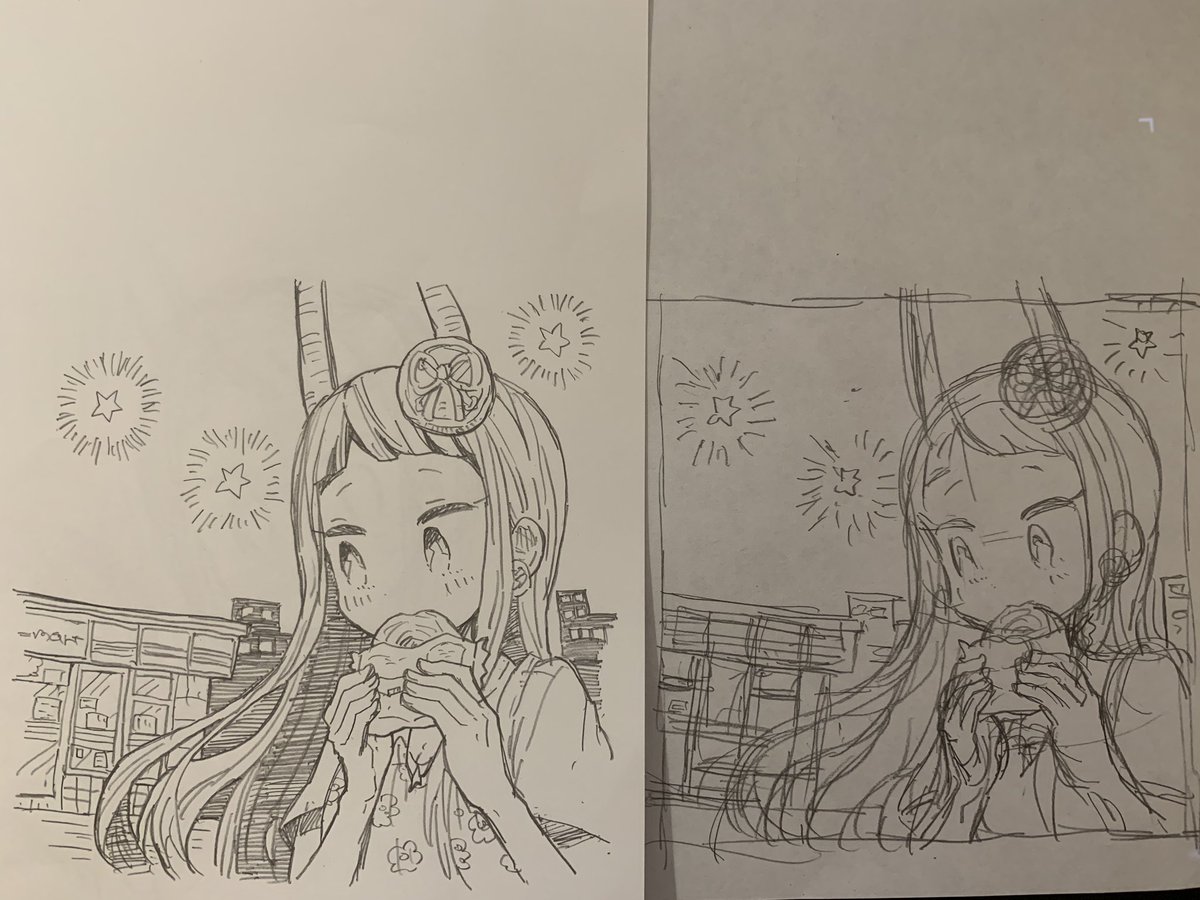 アイコンのラフ下描き線画 