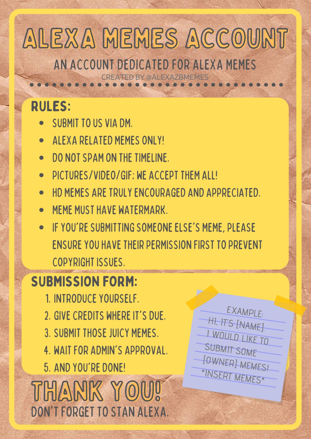 ✨ AleXa Memes ✨ on X: Hello. Admin here! ▣ This account is created solely  for AleXa related memes. ▣ Any submissions are welcome. ▣ Please read the  rules below before submitting