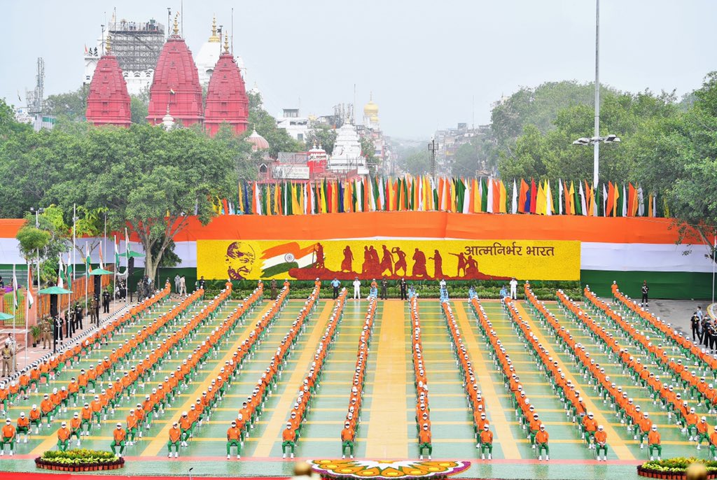 narendramodi's tweet photo. Sharing some glimpses from the Independence Day celebrations earlier this morning. https://t.co/PoNSVjsuS0