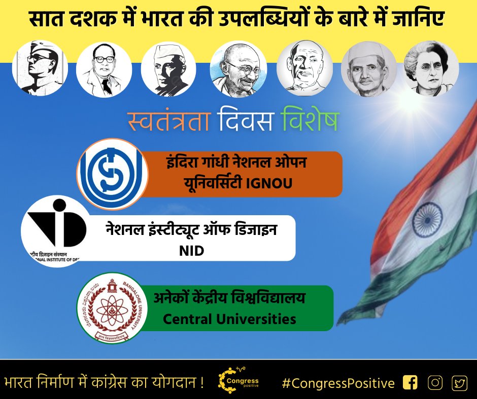 CongressPositiv's tweet photo. शिक्षा बने राष्ट्र की पहचान,
यही है कांग्रेस का योगदान !!
#CongressPositive
#IndependenceDay2020
#IndependenceDay https://t.co/UOie3qUN0Z