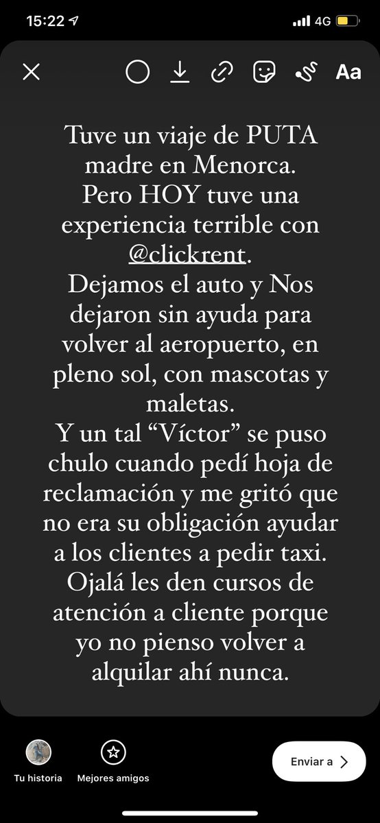 lucyhalamillo's tweet photo. Qué coraje el servicio de @ClickRent_ en MENORCA! Y más el de Victor...
Por qué trabajan en atención a cliente si no tienen la más mínima idea de cómo tratar con las personas ? #Fail #ClickRent https://t.co/gyq7bzzN6w