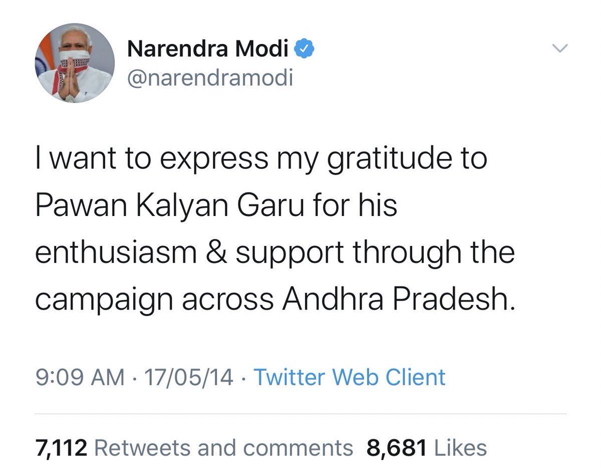 Lillymogudu7's tweet photo. The first tweet of Worlds Most powerful leader after winning his 2014 elections 

#PawanKalyanBirthdayCDP https://t.co/Q0snDyqEJ4