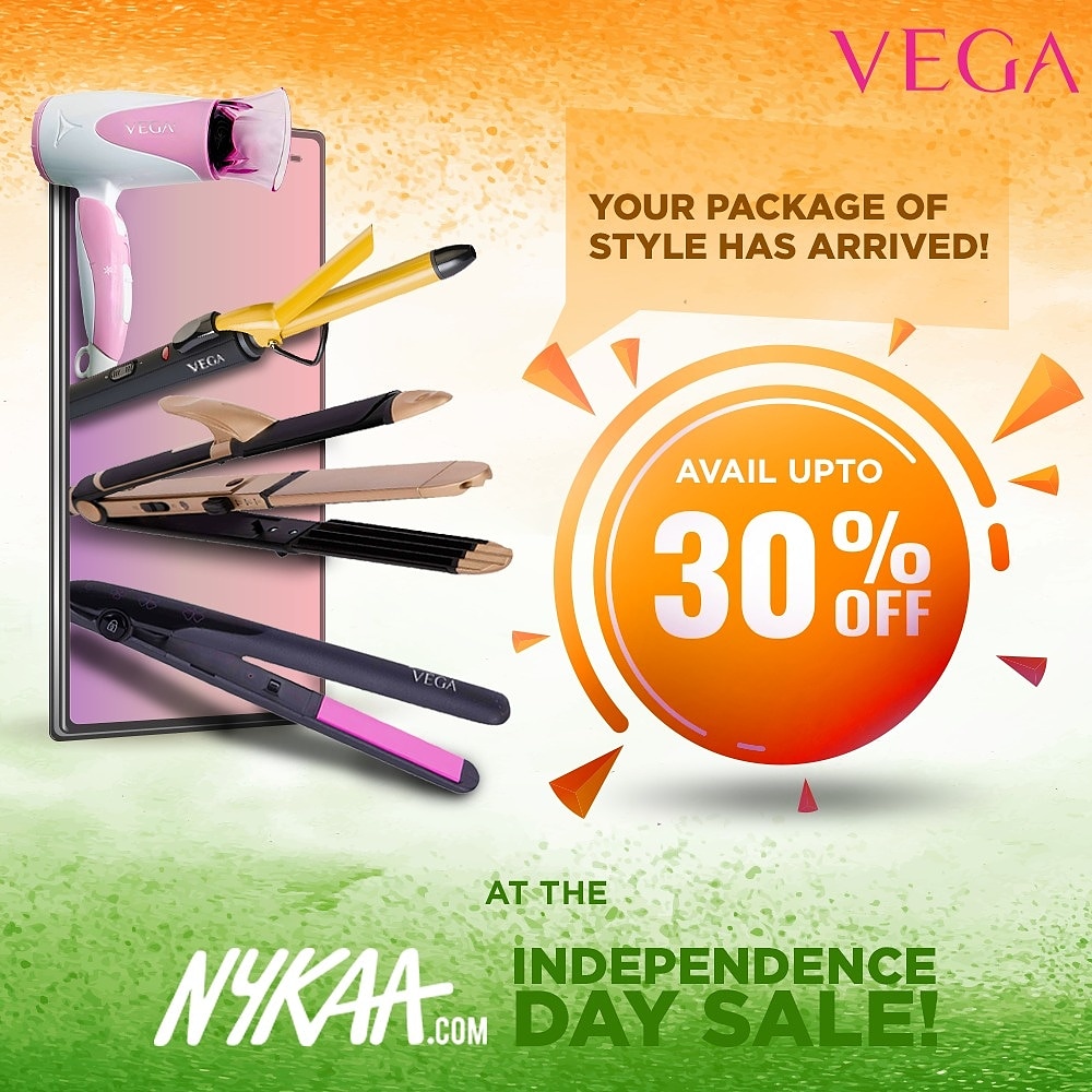 vega_beautycare's tweet photo. Cart all the Vega DIY styling appliances you have been eyeing at a discount of up to 30% on @MyNykaa Independence Day Sale! ๐
Shop here: https://t.co/XbobaBEY2U
#BeVega #NykaaSale #StylingEssentials #NykaaIndependenceDaySale #BeBeautiful #StylingAtHome #DIYAtHome #StylingExpert https://t.co/BpH8zcg25b