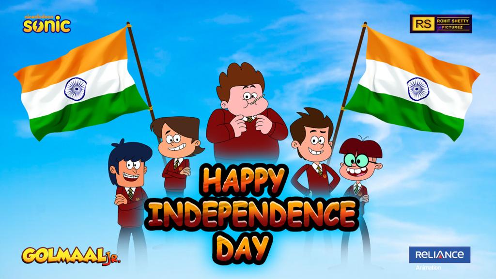 RelianceAni's tweet photo. Golmaal Jr. Gang ke taraf se Happy Independence Day !
#IndependenceDay #15August
#PrankGang
#GolmaalJr
#Pranks
#Sonic
#RelianceAnimation
#ShibasishSarkar
#RohitShettyPicturez
#AnuSikka
#TejonidhiBhandare
#nickindiaofficial
#Nickelodeon https://t.co/u1YcRPAw2V
