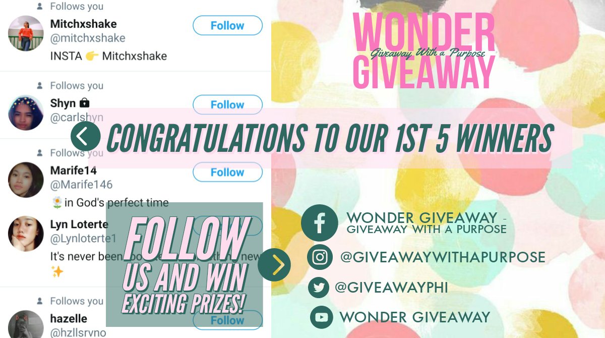giveawayphi's tweet image. Congratulations to our 1st 5 winners! Choose load or cash 💰

We will choose another set of winners tomorrow! Stay tuned, ka-Wonder! 🎁