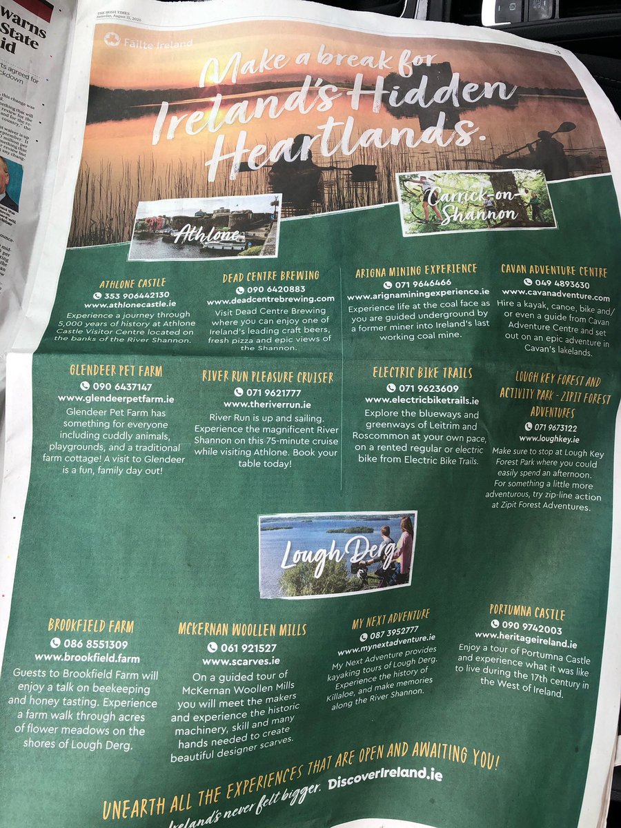 Lovely mention in today’s <a href="/IrishTimes/">The Irish Times</a> for #Athlone &amp; <a href="/HeartlandsIRL/">Ireland's Hidden Heartlands</a>