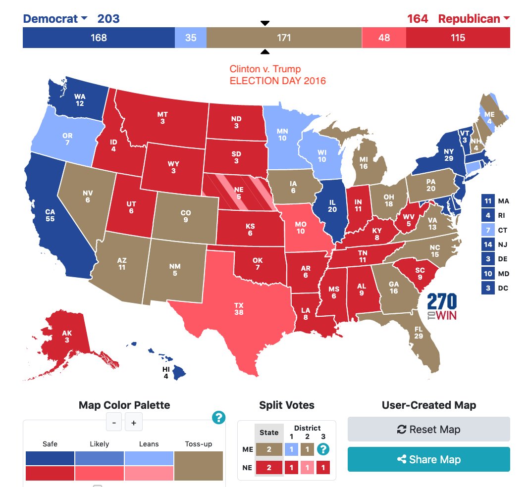 Speaking of turning out, remember that polls can CHANGE, as we see from the polling maps of July 2016 and Election Day. Whatever the polls say, they don’t mean anything unless you show up and VOTE!So in closing, VOTE VOTE VOTE VOTE VOTE!!!