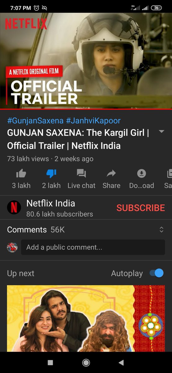 EVERYONE DISLIKE #GunjanSaxenaOnNetflix TRAILER. #BoycottBollywoodFilms #BoycottBollywood #Bollywood #BollywoodDarkSecret #bollywoodblockedsushant #BollywoodPakISILink #BollywoodMafia #bollywoodnepotism #JusticeForSushantSinghRajput #Warriors4SSR #GlobalPrayersForSSR #CBIForSSR