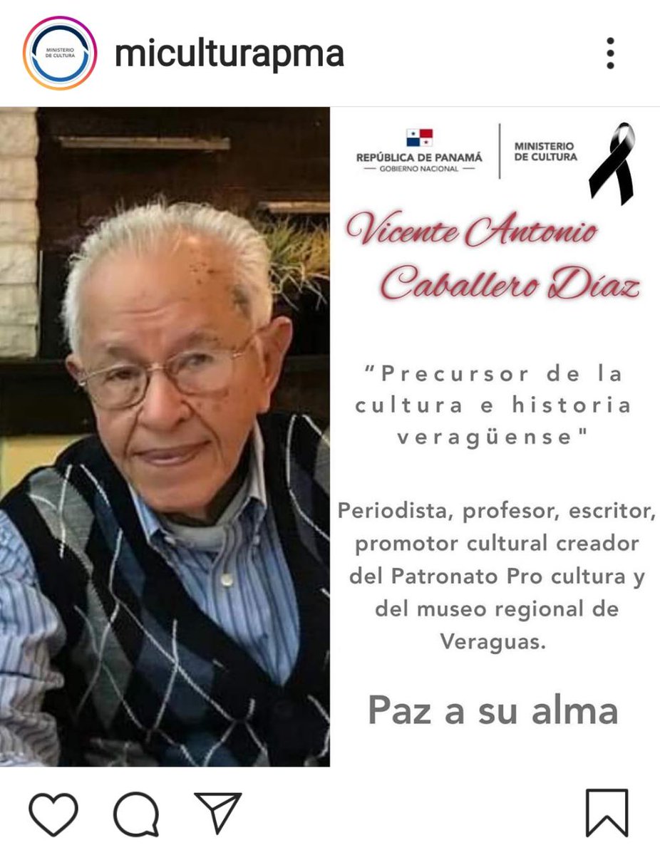Agradecemos a nombre de la Familia Caballero Garcia y Familia Caballero Zeballos el  gesto del <a href="/MiCulturaPma/">Ministerio de Cultura</a> en reconocer los méritos a nuestro querido hermano el Prof. Vicente A. Caballero Diaz que es ejemplo para las presentes y futuras generaciones.