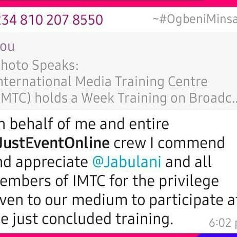 imtc_global's tweet photo. Photo Speaks:
International Media Training Centre (IMTC) holds a Week Training on Broadcast Presentation in Ilorin, Receives Feedback from Participants https://t.co/uKqazQRERS