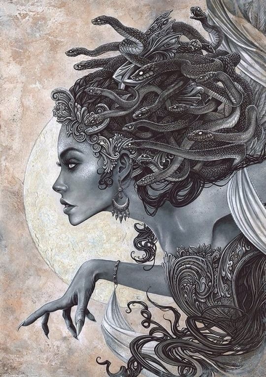 MitosGriegos4's tweet photo. #Medusa : En la mitología griega, Medusa era un monstruo ctónico femenino, que convertía en piedra a aquellos que la miraban fijamente a los ojos. Medusa era hija de Forcis y Ceto y hermana de Esteno y Euríale. https://t.co/LhL1NaYSSZ