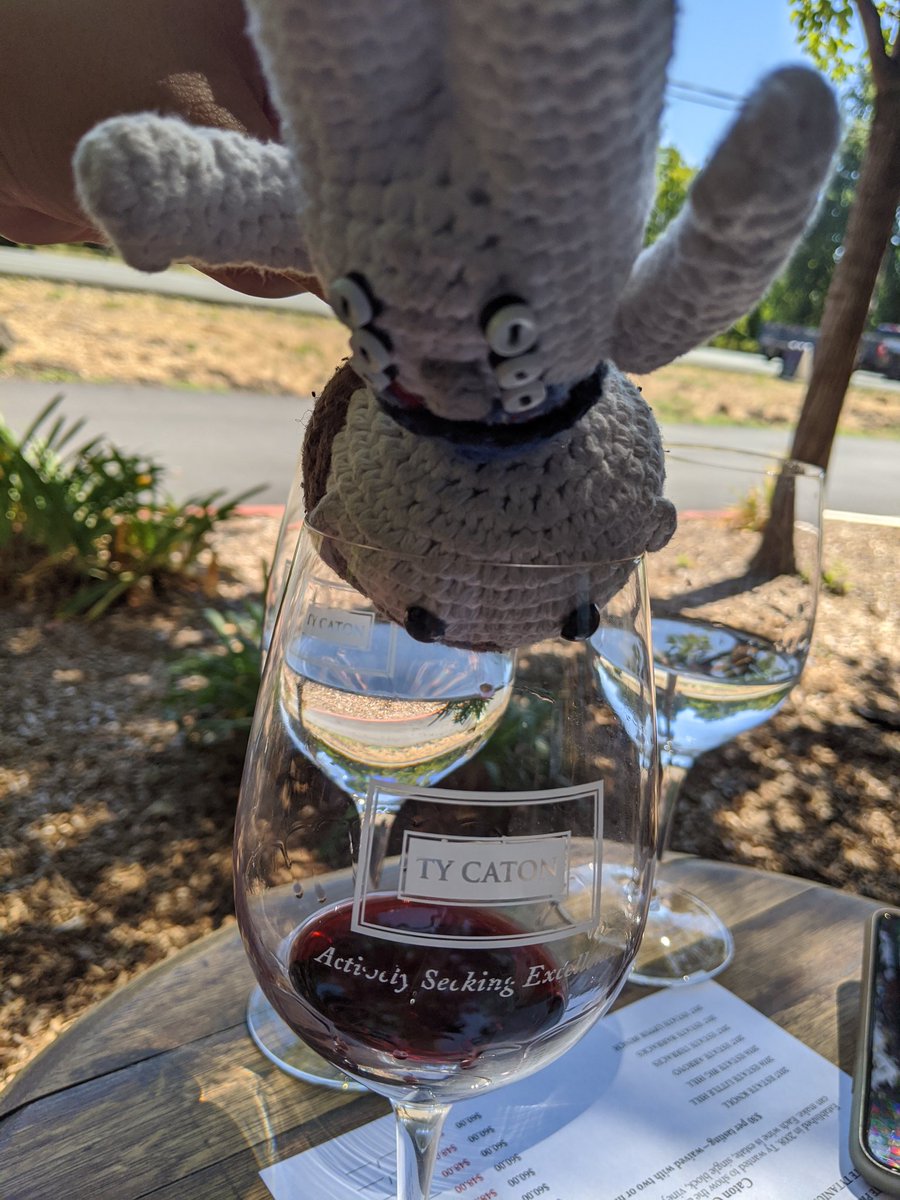 ishxallxgood's tweet photo. My babies got to go wine tasting with me #Yarndam actually brought #Yarnigel with him. He says his head too big for this glass https://t.co/mCeDSMhLqy
