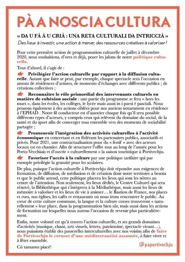 paportivechju's tweet photo. [𝗣𝗔̀ 𝗡𝗢𝗦𝗖𝗜𝗔 #𝗖𝗨𝗟𝗧𝗨𝗥𝗔] 
🗞 Cunfarenza di stampa : pà una pulitica culturali in #Portivechju

👇 Retrouvez en détails les premiers jalons que nous avons souhaité mettre en oeuvre pour notre ville et politique culturelle. https://t.co/IteMDQqApQ