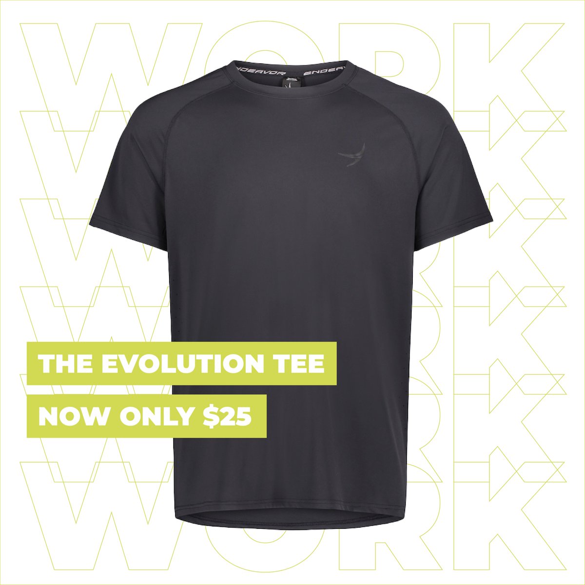 Get to work in the Evolution Tee⚡️This high-performance shirt is composed of our fastest drying technology to withstand the most intense training sessions // Now Only $25